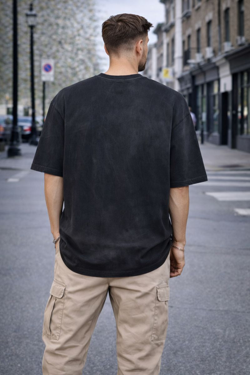 Tricou Oversized Premium – Negru Spălat