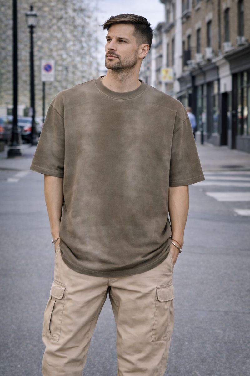 Tricou Oversized Basic – Maro Spălat