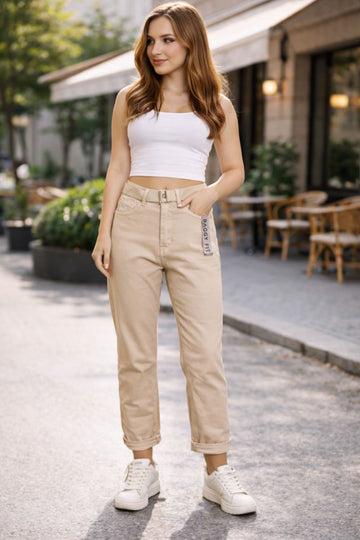 Pantaloni damă Baggy Fit - Bej