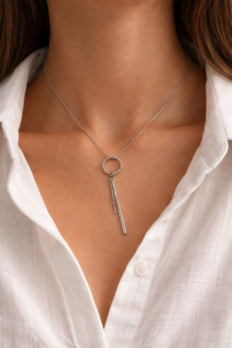 Colier din argint 925 cu pandantiv cerc și bară
