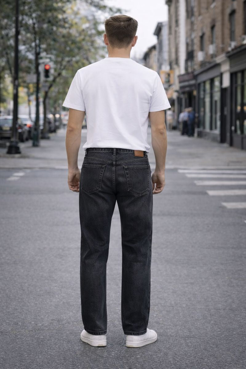 Blugi Bărbați Negri – Croială Clasică