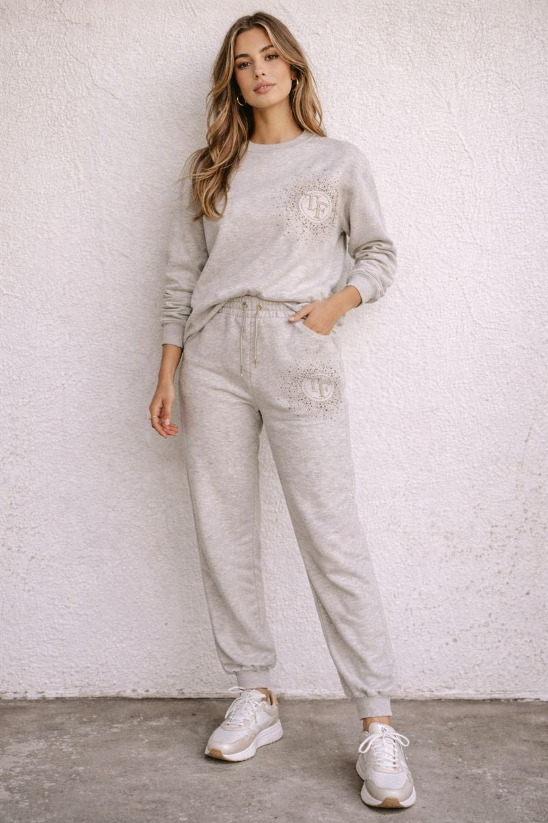 Set Trening Gri Melanj cu Detalii Logo Urban Glow