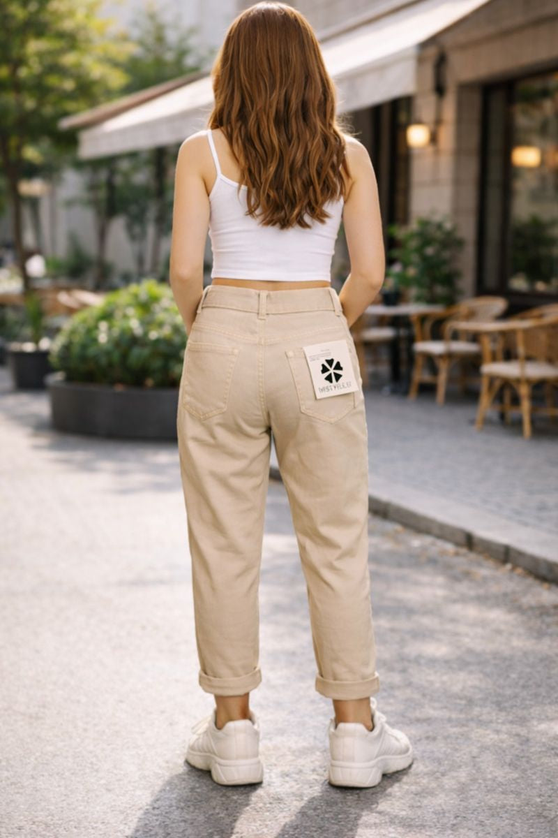 Pantaloni damă Baggy Fit - Bej