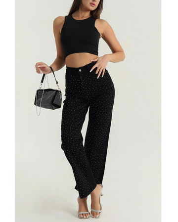 Blugi damă negri cu strasuri