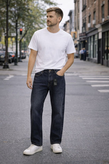 Blugi Bărbați Albastru Închis – Tapered Fit, Talie Normală