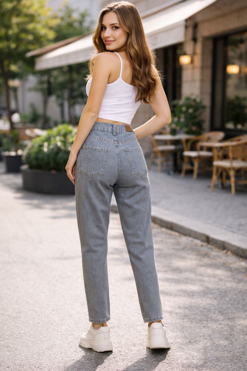 Blugi Damă Boyfriend, Culoare Albastru Deschis