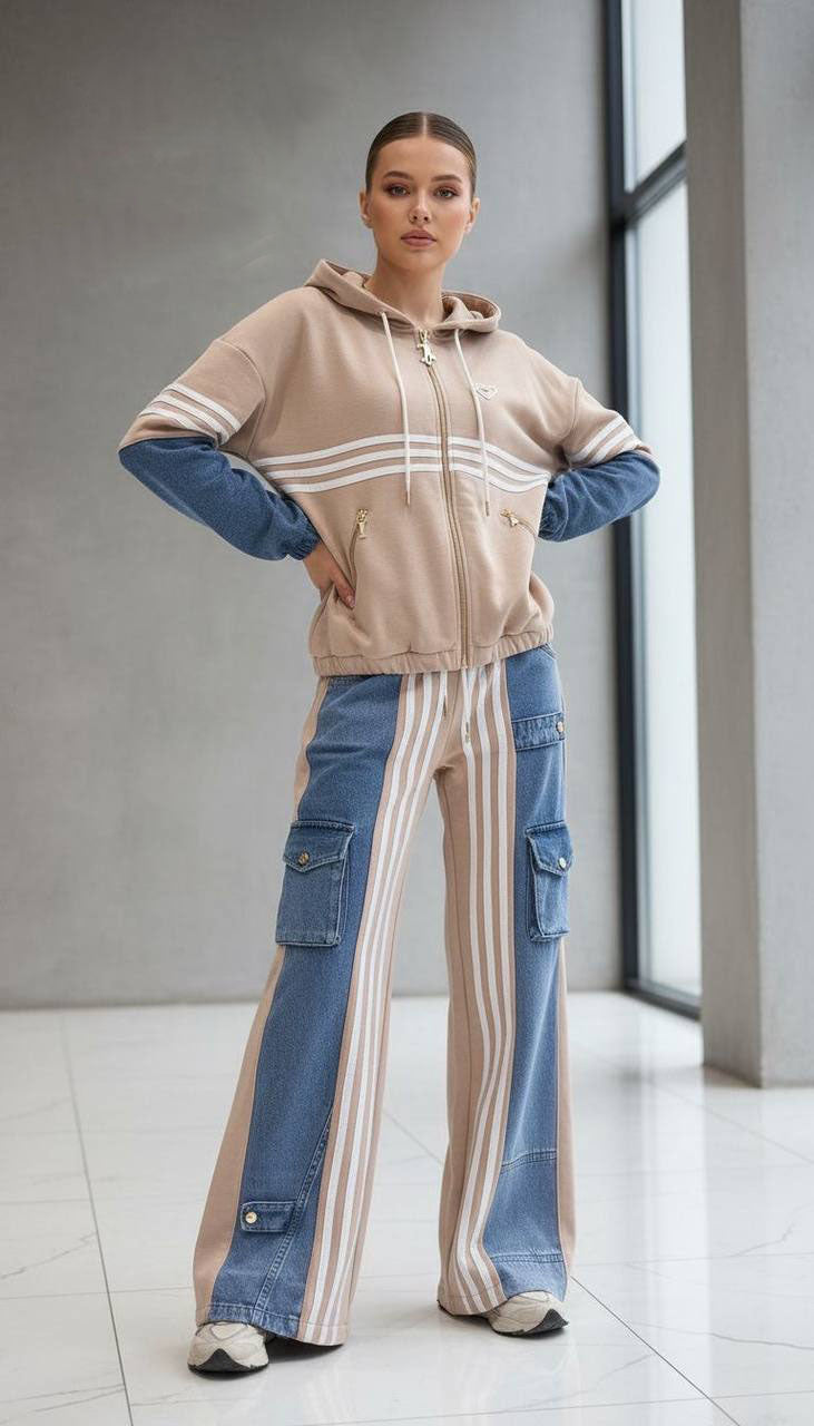 Set sport Velvet  9153 – Bej & Denim