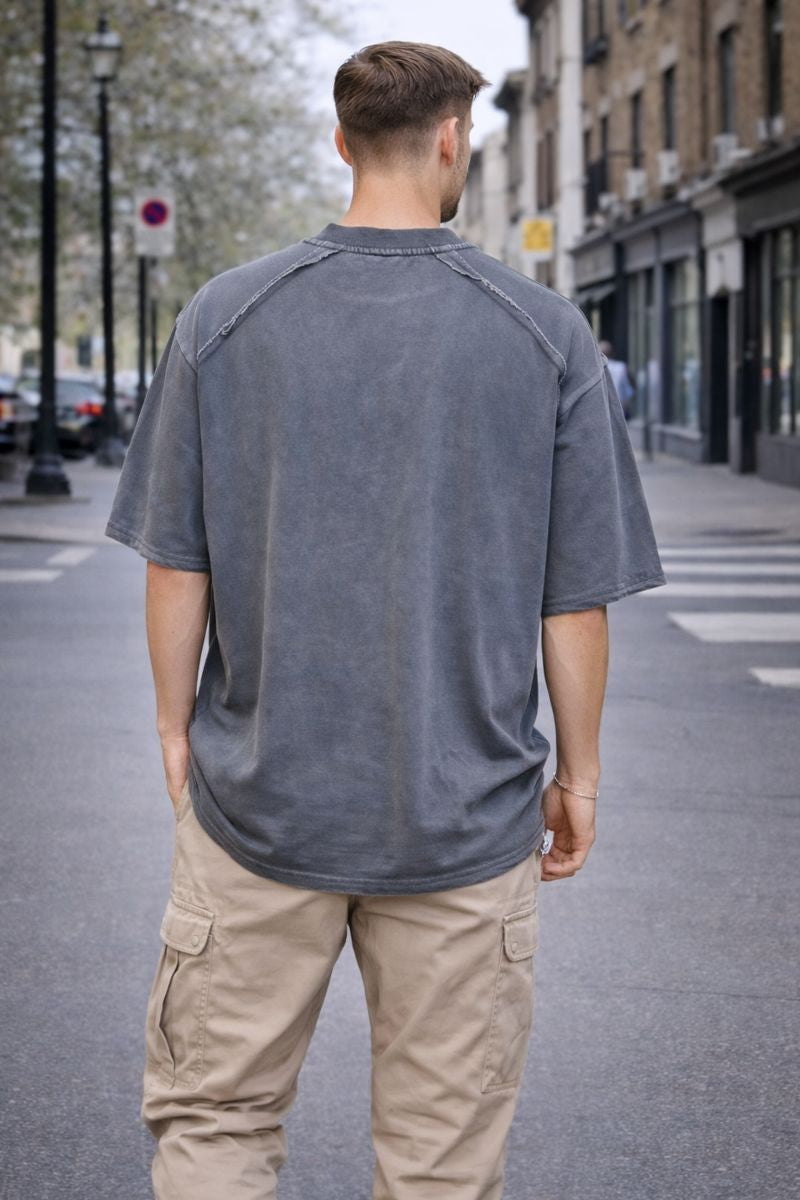 Tricou Oversized Premium – Gri Washed