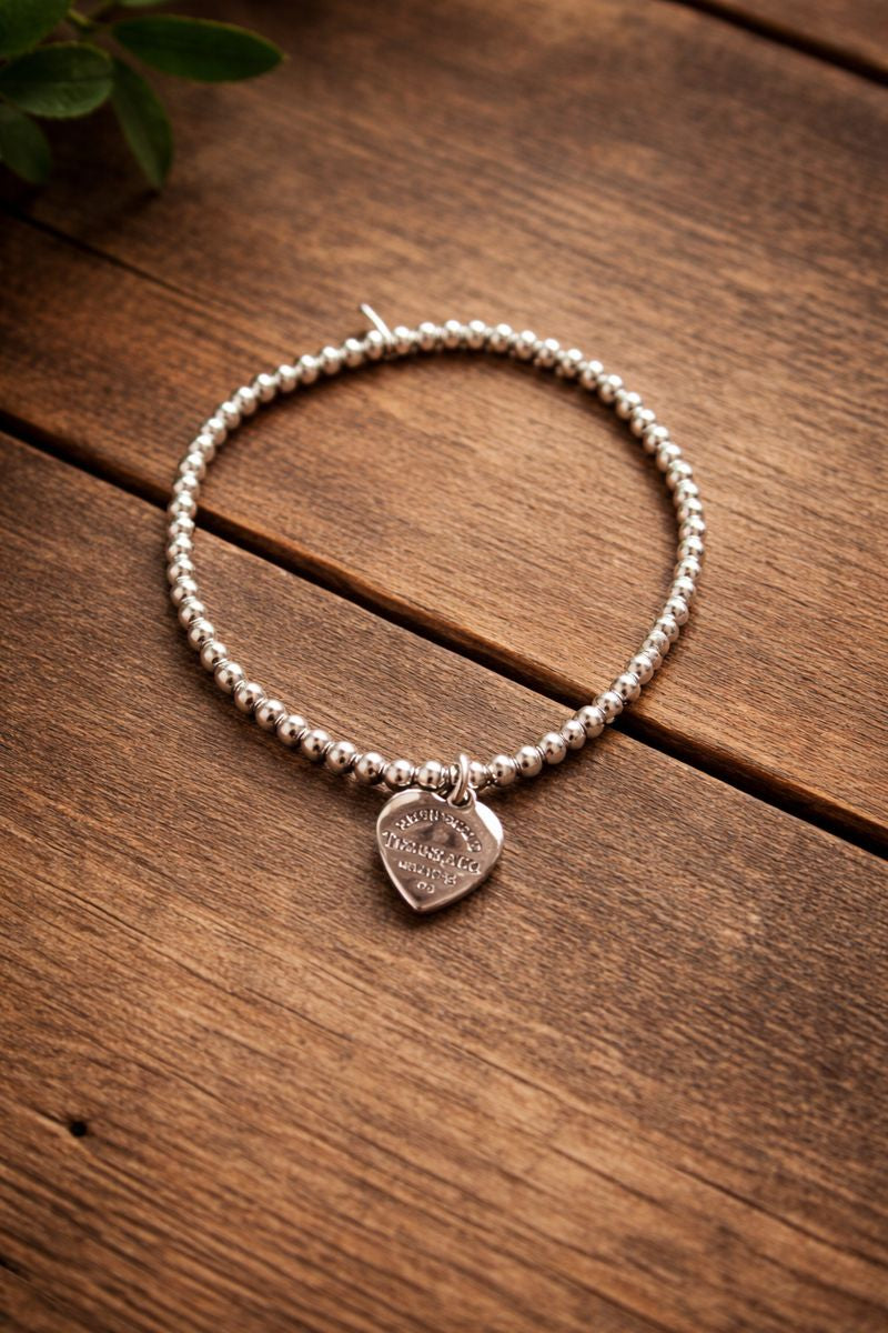 Brățară din Argint 925 cu biluțe și pandantiv inimă – elegantă și rafinată