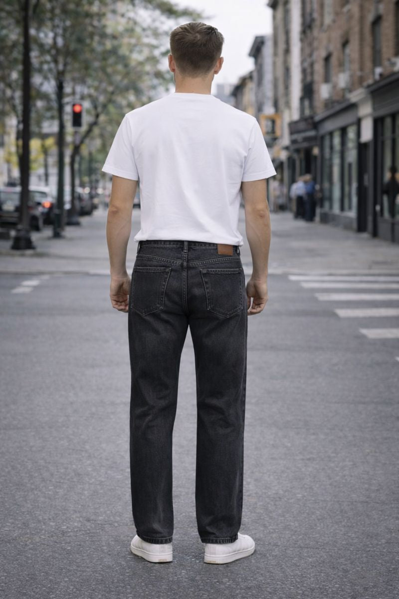 Blugi negri bărbați, croi drept-stil casula vintage - carlos bb baggy